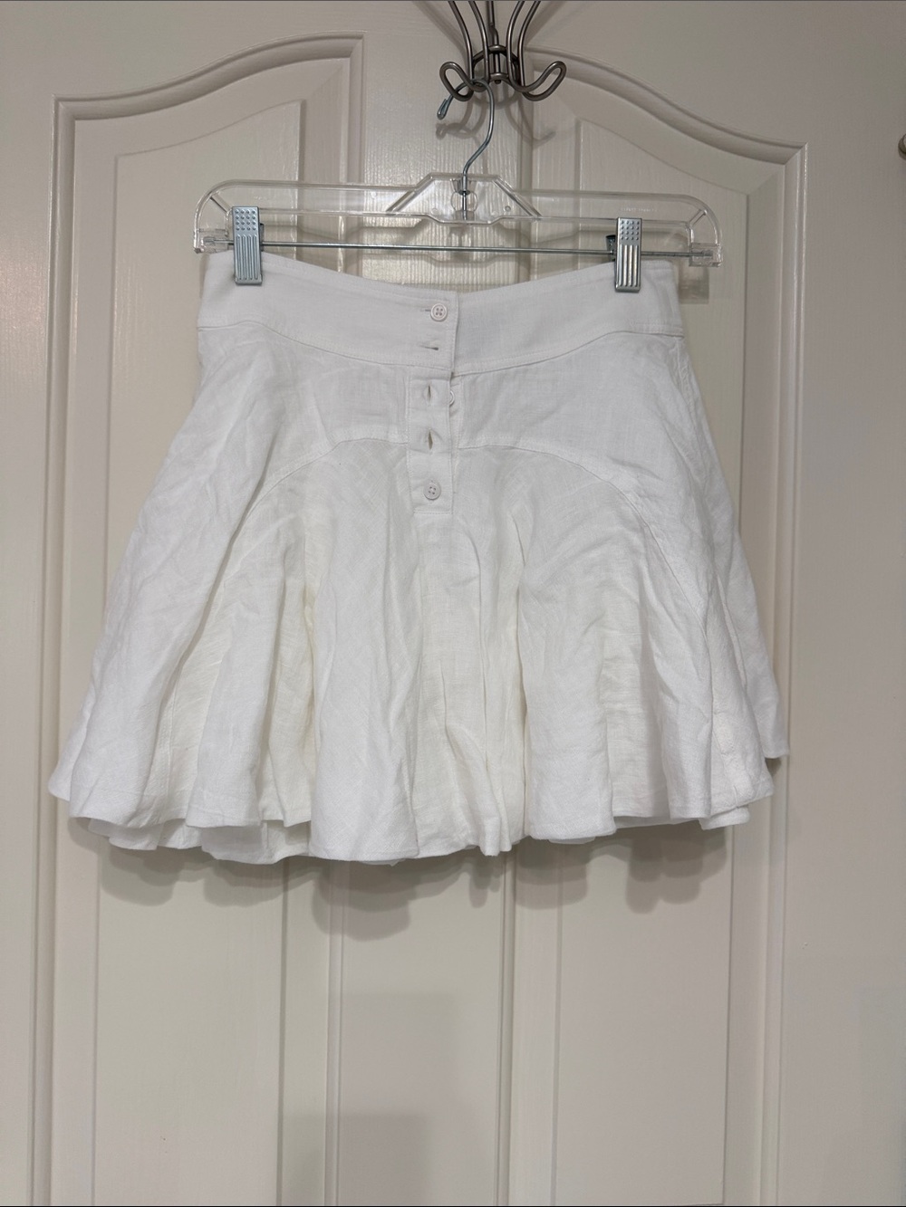 Like New 00 J. Crew White Linen Mini Skirt